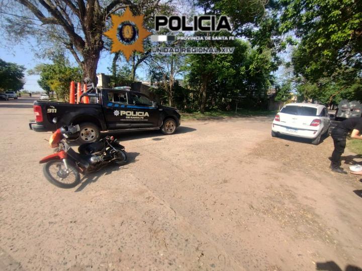 San Javier: accidente de tránsito deja a un motociclista lesionado