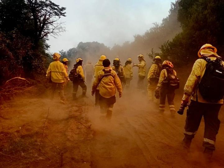 Brigadistas santafesinos intensifican el combate del fuego en Chubut