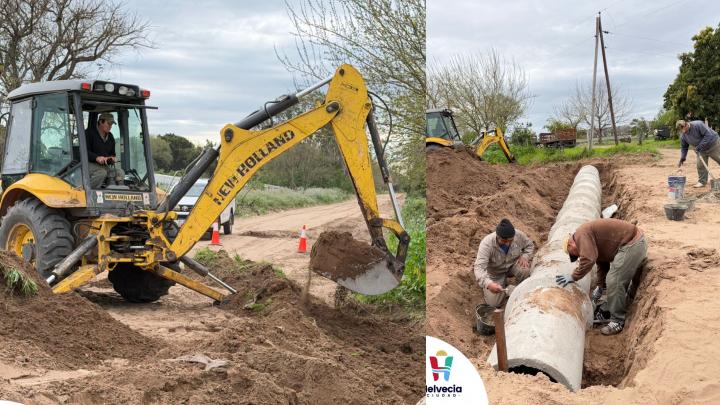 Helvecia avanza con mejoras y nuevos entubados en los caminos rurales de Campo del Medio