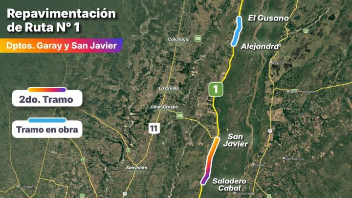 La Provincia licita la segunda etapa de repavimentación de la Ruta Provincial Nº 1 entre Saladero Cabal y San Javier