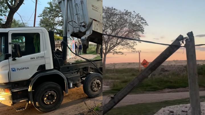 Un camión de la obra de la costanera provocó graves daños en la red eléctrica en calle Antonino Alzugaray
