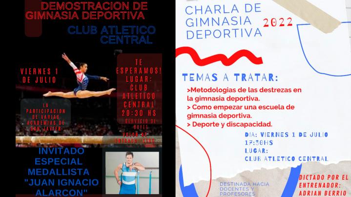 Club Central San Javier invita Charla de Gimnasia Deportiva y posterior Muestra con el medallista Juan Ignacio Alarcon