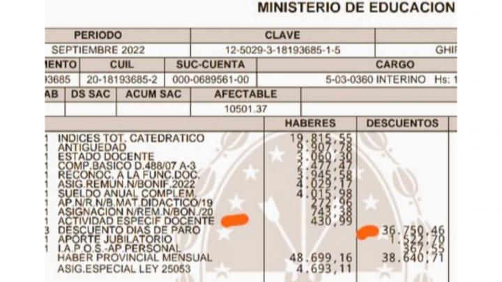 La provincia descontó a los docentes los días no trabajados por los paros