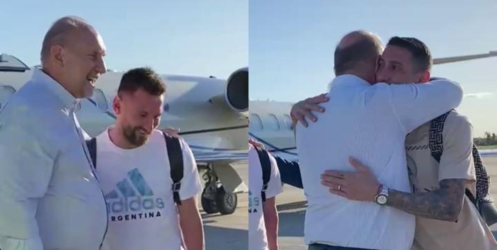 Omar Perotti recibió a Messi y Di María en Rosario