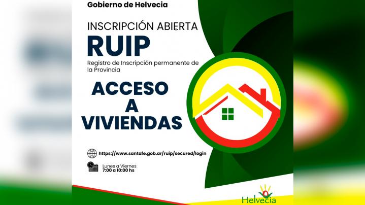 Helvecia: Inscripciones abiertas al RUIP para acceder a Sorteos de Viviendas y loteos