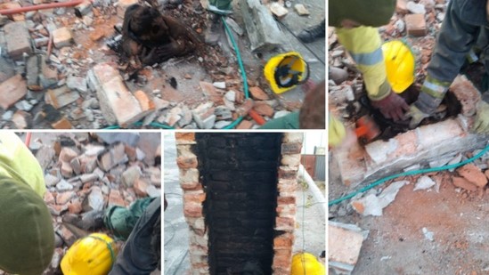 Quiso entrar a robar y quedó atrapado en una chimenea