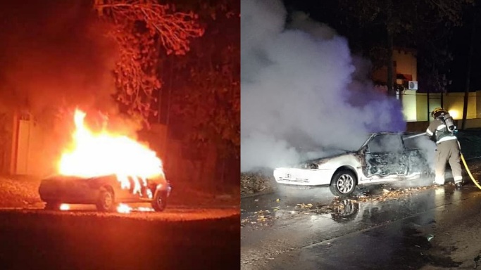 Se prendió fuego un auto en el centro de San Javier 