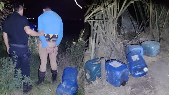 La Penca: la policía lo encontró con bidones de gas oil en medio del campo