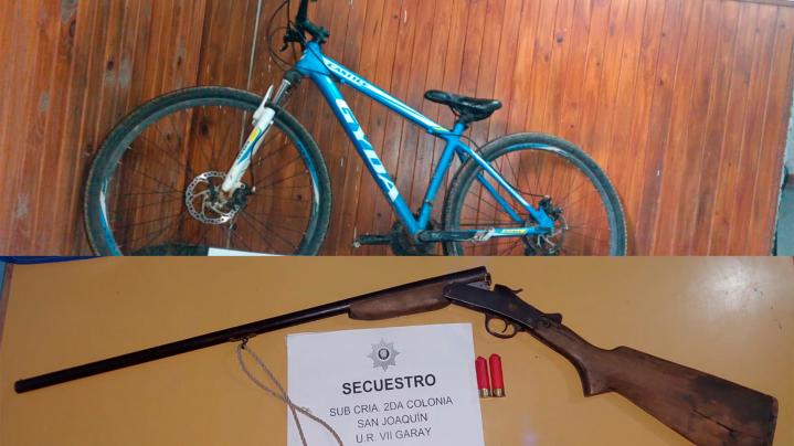 Garay: la Unidad Regional VII encontró una bici robada y secuestró armas de fuego sin documentación