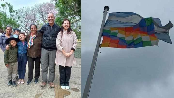Cayastá: La Comuna izó la bandera Wiphala junto a la Bandera Nacional Argentina en la plaza 