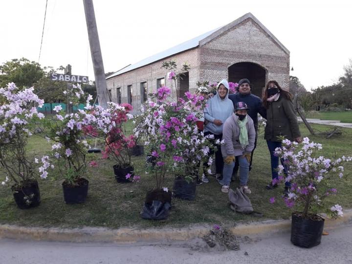 Santa Rosa: Plantaron azaleas en la capilla de Paraje Los Zapallos 